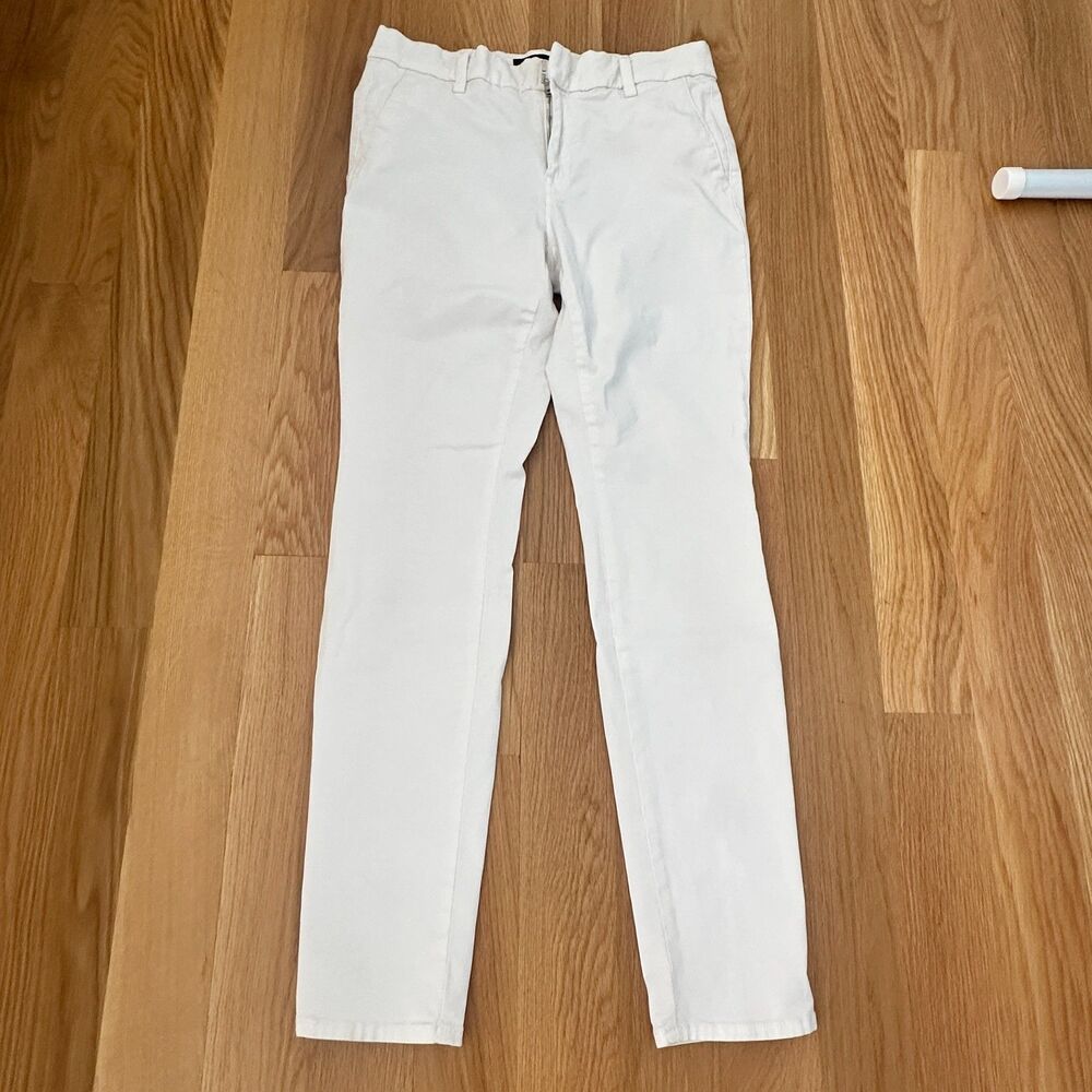 Vince Pants Women 28 White Zip Front Flat Front Stretch Career Casual Chino